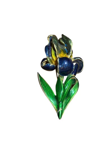 Vintage enamel iris flower - vintage,