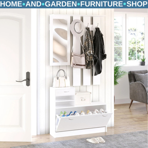 White hallway shoe storage - shoe,
