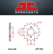 JT Steel Sprocket 513 Tooth 16