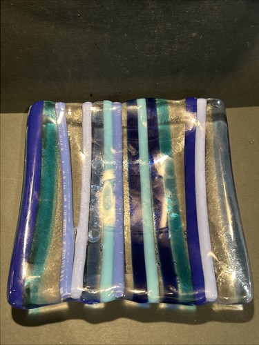 Vintage fused glass blue - fused, lilac