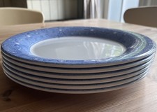 6 Large Portmerion Brittany Denim Dinner Plates 27cm