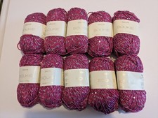 500G SIRDAR SOUKIE – 185 brig PINK silver sequin – KNITTING WOOL YARN – 4mm DK 