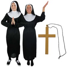 ADULTS NUN COSTUME UNISEX LADIES MENS HALLOWEEN FANCY DRESS HEN PARTY STAG