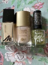 JOB LOT  Bundle ASSORTED NAIL POLISH RIMMEL/LOREAL/ETC Nude And Gold Glitter