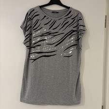 Roman Originals Grey Zebra Pattern Short Sleeve T Shirt Size 12