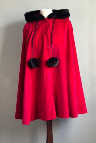 Girls harrods velvet cape red - girls,