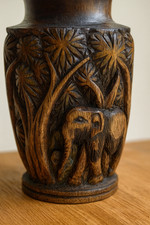 Vintage hand carved suar - vintage, hand‑carved