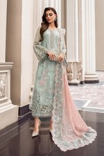 Pakistani indian Designer Embroidred Chiffon Suit Unstitched 3 PC Shalwar Kameez