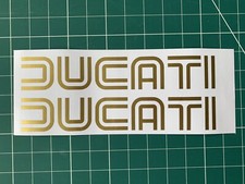 2x Ducati motorcycle gold logo bike decals stickers vinyl fuel tank emblem retro