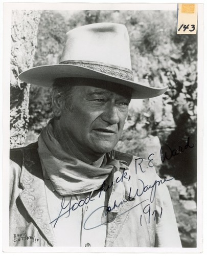 John wayne signed b w - wayne, b&w