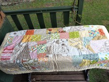 Lightly Quilted Hand Made Patchwork Bedspread For Baby / Cot 32" X 47"