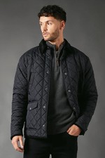 Maine Mens Jacket Black Quilted Cord Collar All Seasons Casual Coat