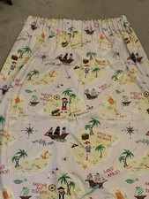 Laura Ashley Pirate Deep Header Pencil Pleat Curtains  52” x 96” VGC & Coathook