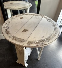Vintage shabby chick folding round dinning table in white