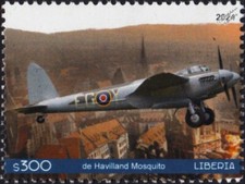 WWII Nuremberg Bombing RAF de Havilland MOSQUITO Aircraft Stamp (2024 Liberia)