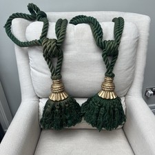 Huge vintage curtain tie backs green/gold 