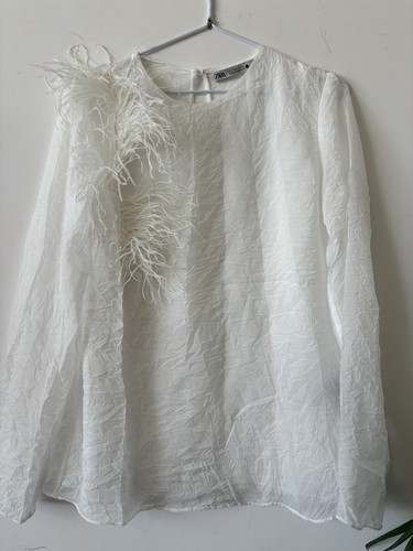 Zara white feather detail - white,