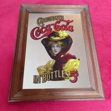 STUNNING VINTAGE 'CARBONATED COCA COLA IN BOTTLES 5c', ADVERTISING MIRROR