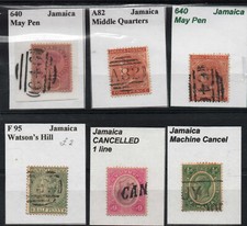BRITISH JAMAICA 6 Old Stamps GOOD CANCELS!
