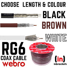 RG6 Satellite Digital TV Aerial Coax Cable Coaxial WEBRO RG6 BLACK BROWN WHITE