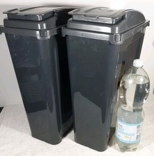 2x WHAM 25L Plastic Recycle Bins&Lift Top Grey Colour & Plain Grey Lids Kitchen 