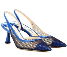 $895 JIMMY CHOO FETTO 65 ELECTRIC BLUE MESH Heels Shoes 37.5 - 38 / 4.5 - 5 UK
