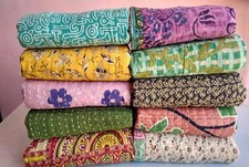Vintage Kantha Quilt Reversible Blanket Home Decor Indian Handmade Kantha  Lots