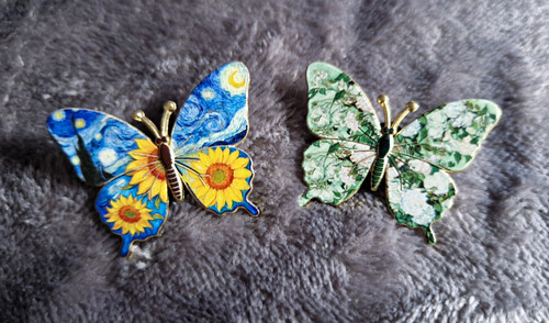 Enamelled butterfly brooch - 2x,