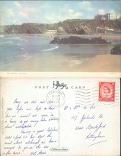 The Beaches Newquay Cotman Color 1958 postmark Landscapes Tourism Real Photo