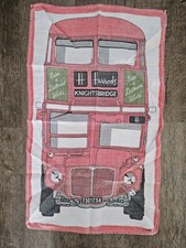 Harrods Knightsbridge By Ulster Red Bus London Tea Towel VINTAGE