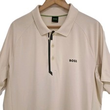 Hugo Boss Polo Shirt Mens Large Pro Golf Edition - Almond Milk