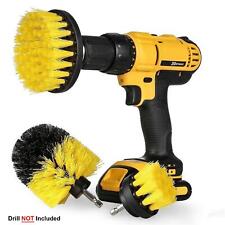 3x DRILL ATTACHMENT CLEANING BRUSH SET POWER SCRUB HOME CAR TILE BATHROOM YELLOW