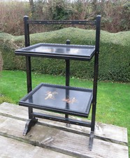 Two Tier Folding Tea Table/Butlers Buffet - Japanese Lacquered Style Decoration