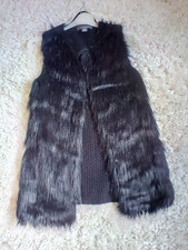 gillet women black faux fur