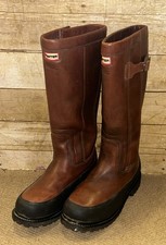Hunter Crown Brown Leather Long Waterproof Boots UK Size 10