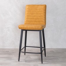 YELLOW BAR STOOL FAUX LEATHER