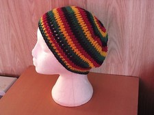 MEDIUM RASTA TAM BEANIE HAT CROCHET RASTA RED GREEN YELLOW BLACK JAMAICA  