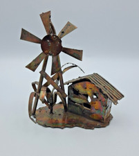 Vintage Rustic Metal Barn House Windmill Farm Scene Table Mantel Decoration