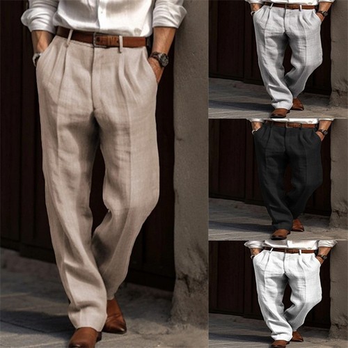 Men linen trousers double - linen,