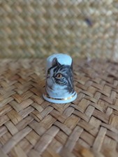 Fenton China Tabby Cat Thimble – Bone China – Made in England