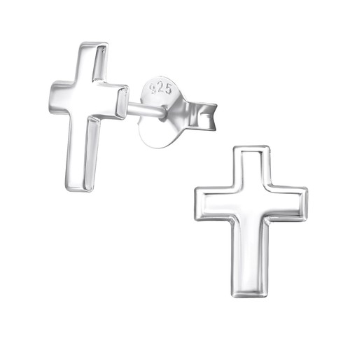 Silver cross stud earrings 925 - stud,