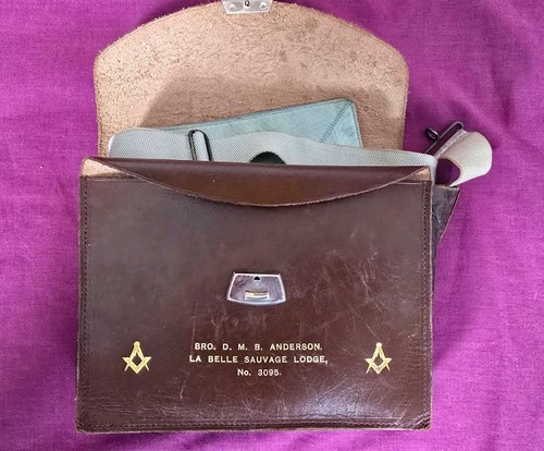 Masonic regalia leather pouch