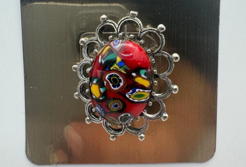 Vintage silver tone - , millefiori