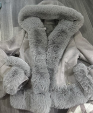 Grey Suede Jacket with Faux