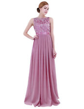 UK Women Long Gown Chiffon Lace Prom Evening Party Bridesmaid Wedding Maxi Dress