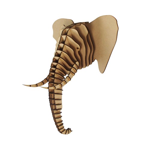 Large wooden elephant trophy - large,