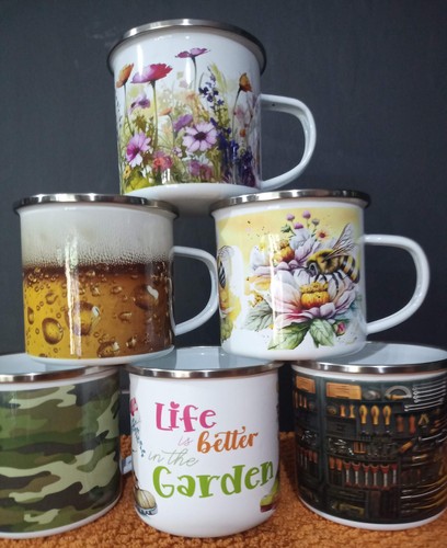 Enamel camping mugs - enamel,