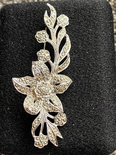 Vintage marcasite floral spray - vintage,