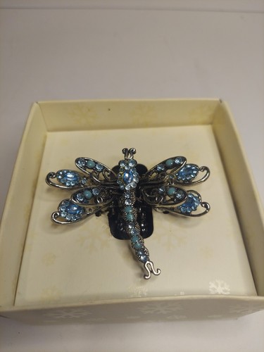 Blue rhinestone dragonfly hair - dragonfly,