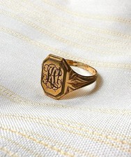 Vintage KL Initialed 14ct Yellow Gold Signet Ring, Scrap Value 